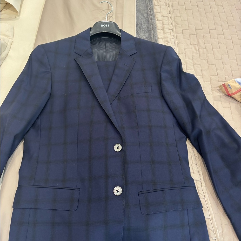 Hugo Boss Men's Dark Blue Plaid suit and pants